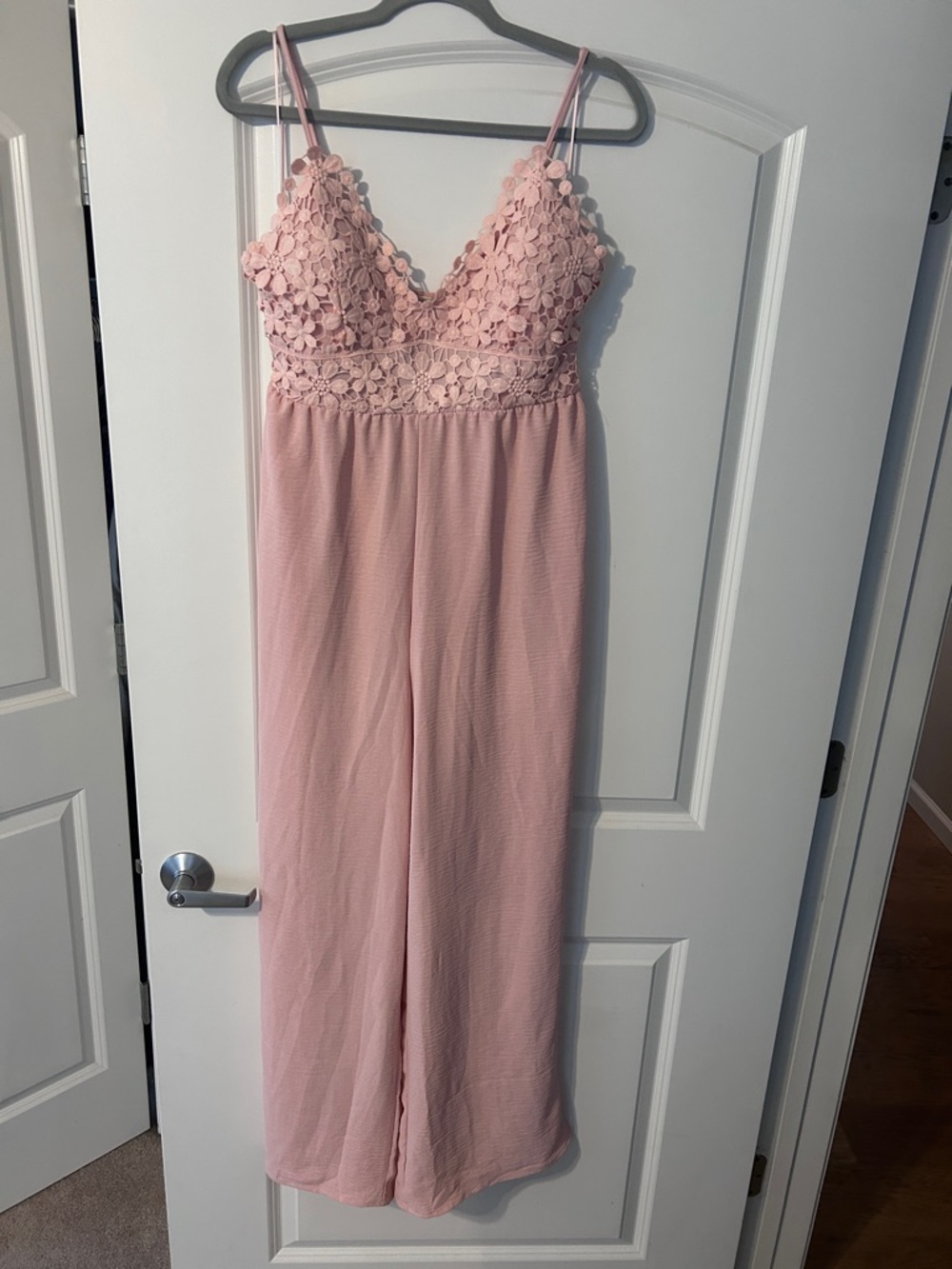 Derek Heart Blush Pink Floral Lace Top with Spaghetti Straps